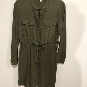 Old Navy Green Long Sleeve Shirt Dress